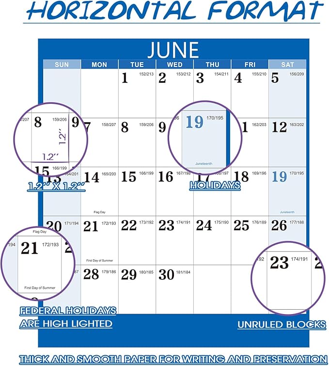 2026-2027 Yearly Wall Calendar - 2026-2027 Calendar, July 2026 - June 2027, Yearly Calendar/Planner, 34.3" x 22.8"(Open), Wall Calendars 26-27 with Double-Sided Round Sticks - Colorful