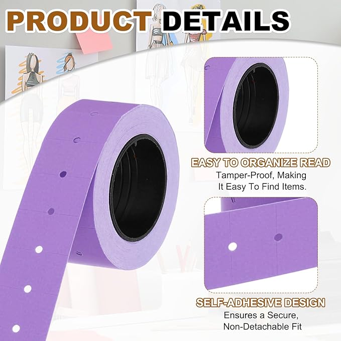 PATIKIL Pricing Labels, 10 Rolls 5000 Price Price Gun Labels Self-Adhesive Rectangular Puzzle Shape Marker Tag Stickers for Date Gun, Purple