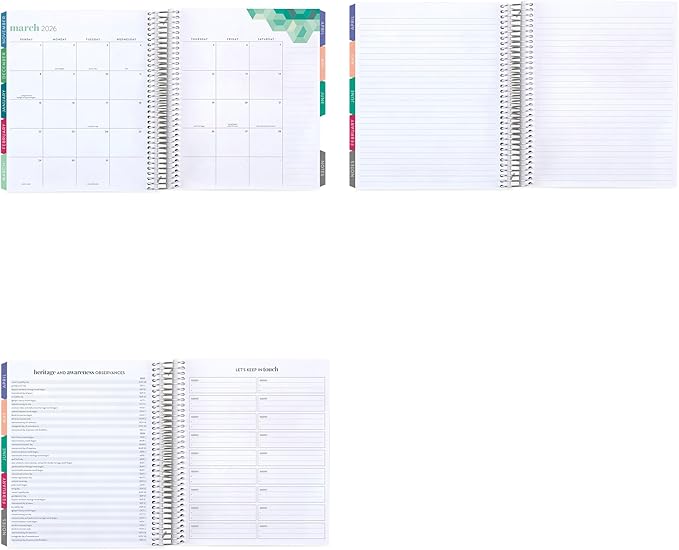 7x9 Coiled Life Planner (January 2026 - December 2026) - Layers Colorful classic cover, hourly layout, Hexagon theme, platinum coil