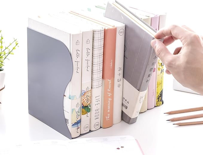 Adjustable Bookends Metal Book Ends for Heavy Book Holder Heavy Duty Bookends Nonskid Bookcase Desktop Book Organizer Binder Holder