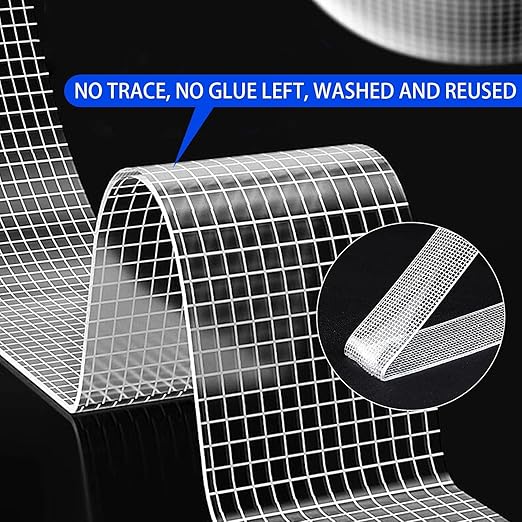 Maine 0.02 inches Thick * 0.4 inches Wide Nano-Sticky Tape, mesh Adhesive Strips, Extremely Strong Toughness, Waterproof and Detachable (10, 16.4ft)