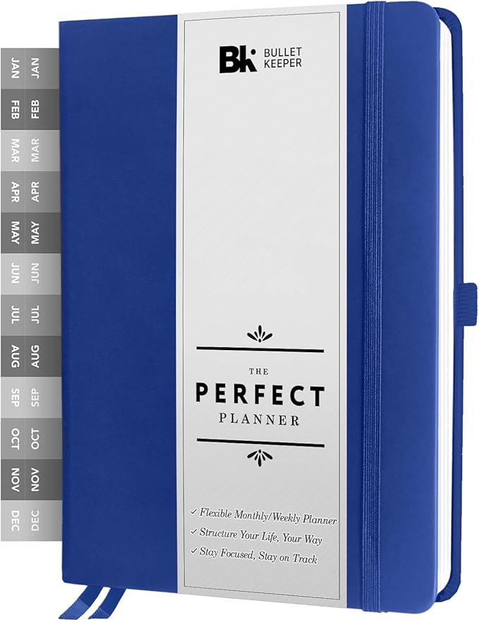 BK UNDATED Yearly Weekly/Monthly Planner 2026-27 Daily Planner Agenda & Personal Organizer to Increase Productivity, Academic Planner w/Sticker Set. A5 (5.8 x 8.3) - Blue Hardcover