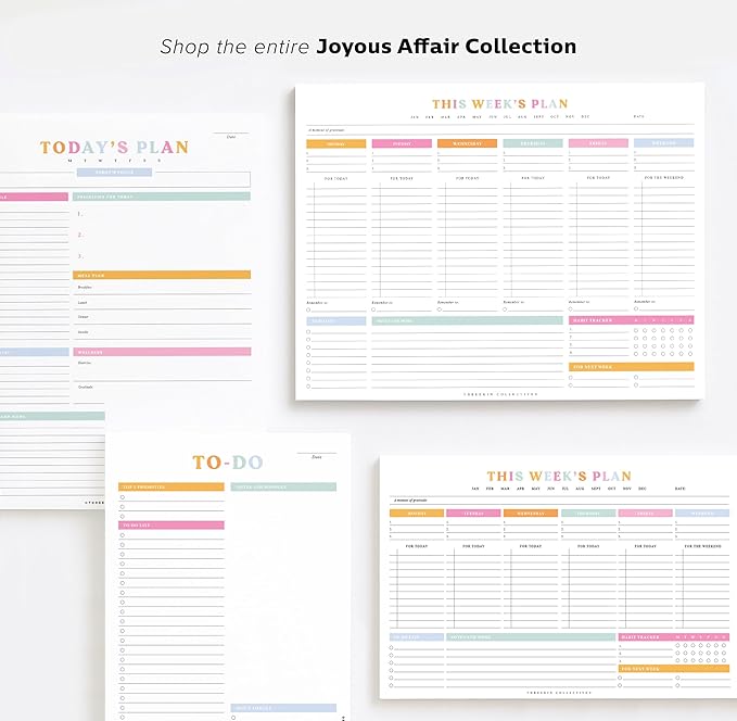 ThreeKin Weekly Planner - Premium 52-Sheet Tear-Off Notepad, 6 x 9 inches, Clean Colorful Design, Perfect for Work, School, Projects, and Entrepreneurs, Female & USA Owned Business