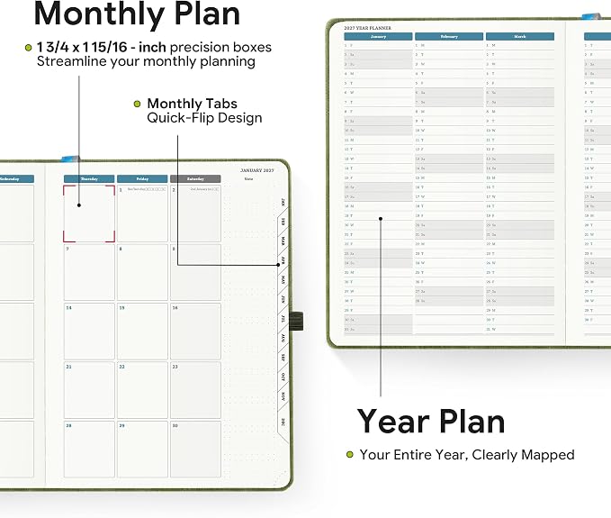 2026-2027 Weekly and Monthly Planner (July 2026–December 2027), 8.5"x11.5", Vertical Layout, 18 Months Agenda with Month Tabs & Pocket, Academic Calendar with Vegan Leather Cover,Blue