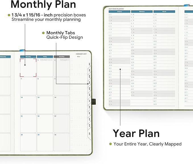 2026-2027 Weekly and Monthly Planner (July 2026–December 2027), 8.5"x11.5", Vertical Layout, 18 Months Agenda with Month Tabs & Pocket, Academic Calendar with Vegan Leather Cover,Pink