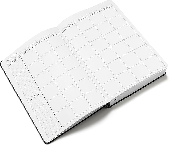 Wykeham's Productive Journal – Weekly Planner to Increase Productivity – Personalization Available (Black, 8.5"×5.5")