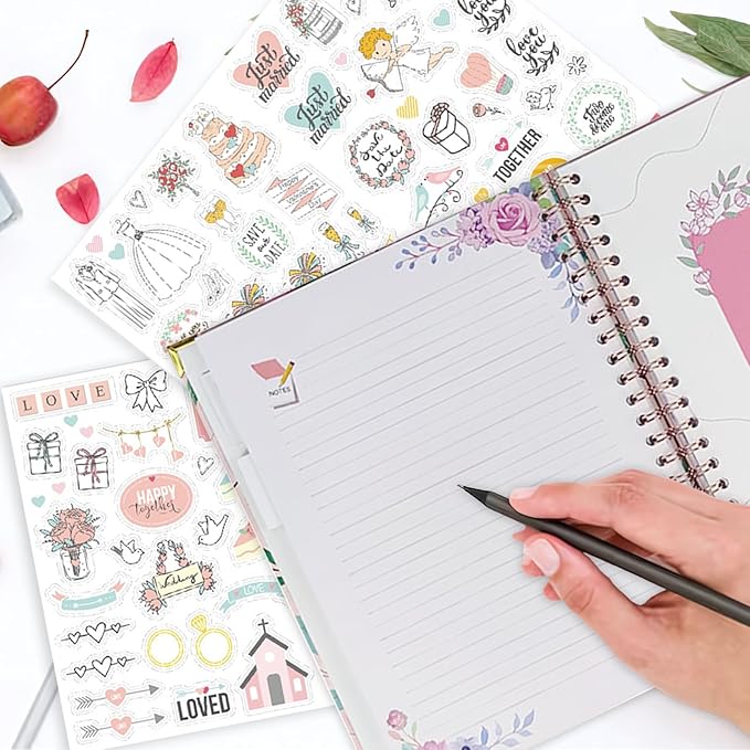 Wedding Planner Book and Organizer for Bride, Wedding Planning Binder & 4 Pages of Stickers, Engagement Unique Gifts for Couples, Wedding Planners Essentials, Easy Personalized Bridal Planning