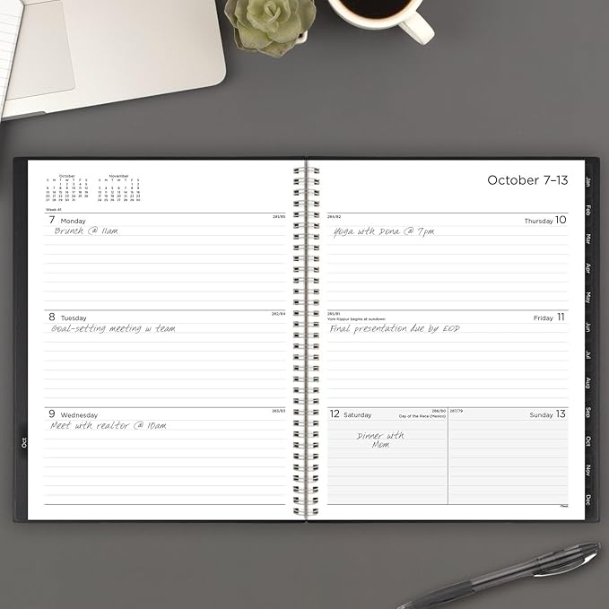 Mead 2025 Planner, Weekly & Monthly, 15-Month, 8-1/2" x 11", Large, Basic, Black (CRW6200525)