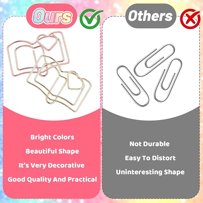 Book Shape Paper Clips Bookmark, 30pcs Stainless Steel Book with Heart Paper Clip Gold and Rose Books Bookmark Funny Paperclips with Heart Document Organization Office School Desk Wedding Deco