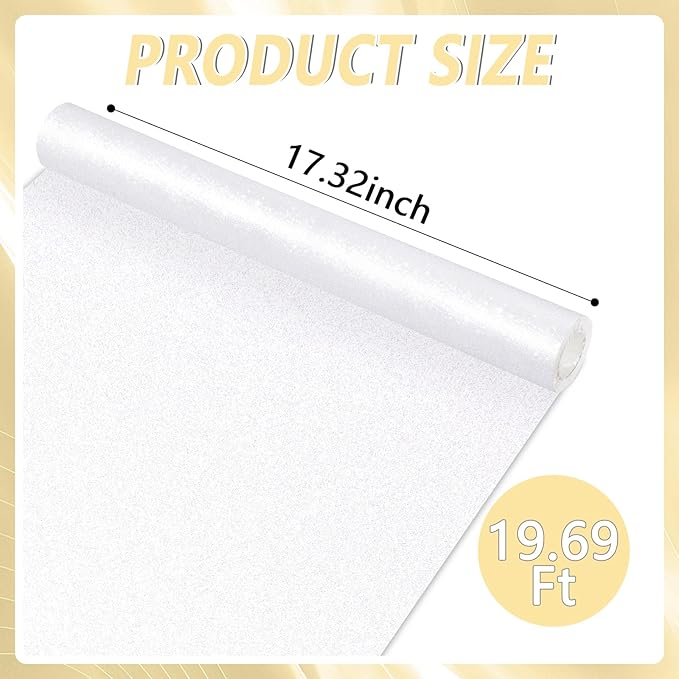 Qyeahkj 17in x 20ft Glitter Bulletin Board Paper Roll Bulletin Board Background Paper Fade Resistant Classroom Decoration Poster Art Craft Home Wall Education Decor Supplies White