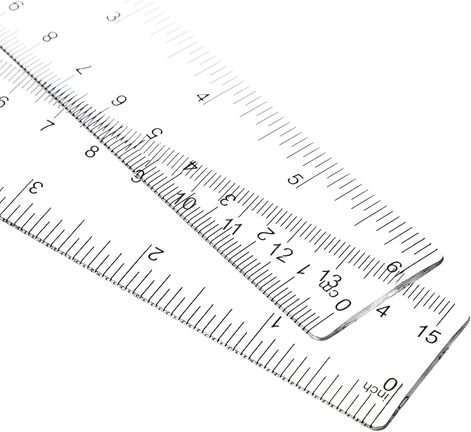EBOOT 2 Packs Clear Plastic Rulers, Straight Shatterproof Transparent Rulers, Measuring Tools with Inch and Centimeter Accuracy for School Class Office Crafts Mathematics Art Clothing(6 Inch)