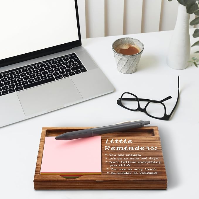 akeke Mental Health Gifts for Women, Little Reminders Office Sticky Note Holder, Positivity Recovery Self Care Encourage Gifts Desk Self-Stick Note Pad Holders GSH20