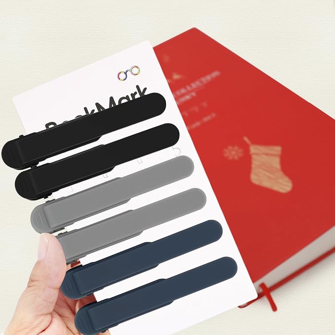 SMUK 6 Pieces Silicone Bookmark, Unique Automatic Bookmarks for Book Lovers Reading Women Men Teens Teachers, Book Mark Book Page Keeper Reading Gifts for Reading Lovers