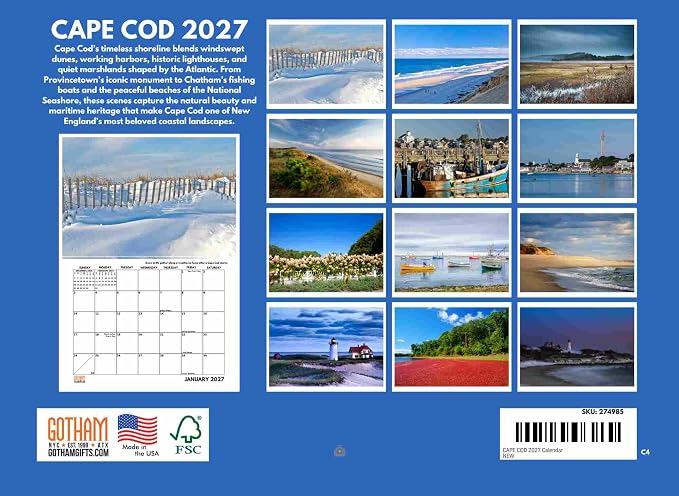 Cape Cod Calendar 2027 Monthly Wall Calender 12 Month