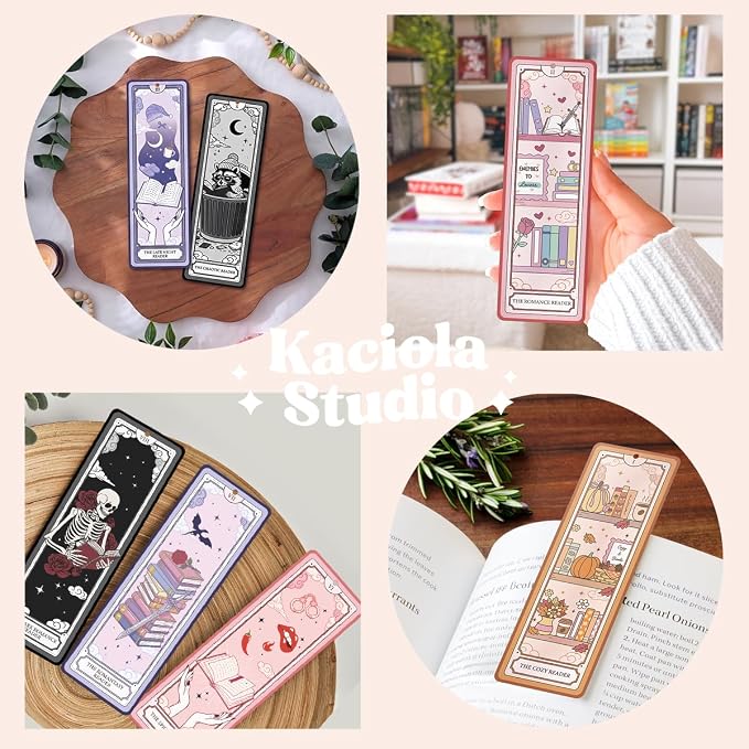 Kaciola Studio 10PCS Tarot Bookmarks, Funny Bookmarks for Women, Double Sided Fantasy Booklover Gifts, Cute Gifts for Romance Reader Friends Girls (Skeleton)