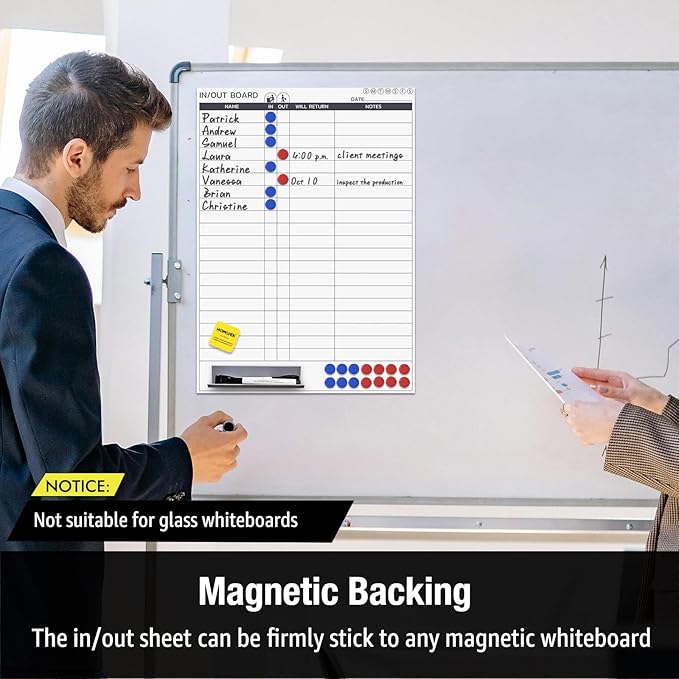 HOMiDEK in and Out Magnetic Backing Dry Erase Planner Board for Office Employee