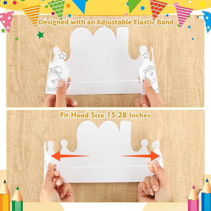 36 Set 100 Days of School Coloring Crowns 100th Day of School Paper Craft Crown Hats 100 Day Party Decorations Color Your Own Crafts for Students Classroom Activities Gift Celebration Supplies DIY Art