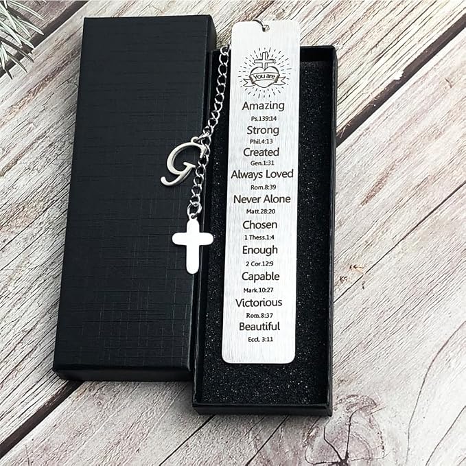 Bible Bookmark for Women Book Lovers Sister Christian Book Marker Gifts for Reader Teens Girls Baptism Birthday Christmas Gift for Coworker Students Bookish Easter Gifts (Silver-G)
