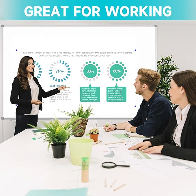 JILoffice Magnetic Dry Erase Board 96 x 48 inches, Large 4" x 8" Whiteboard for wall, Silver Aluminum Frame Wall Mounted Board for Office Home and School