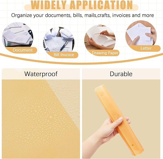 Maitys 30 Pack Binder Pockets 3 Hole Punch Clear Plastic Document Folders Binder Organizer Store Letter Size 8.5x11 Inch Paper Folders with Pockets Slash File Jacket for Office (Simple Color)