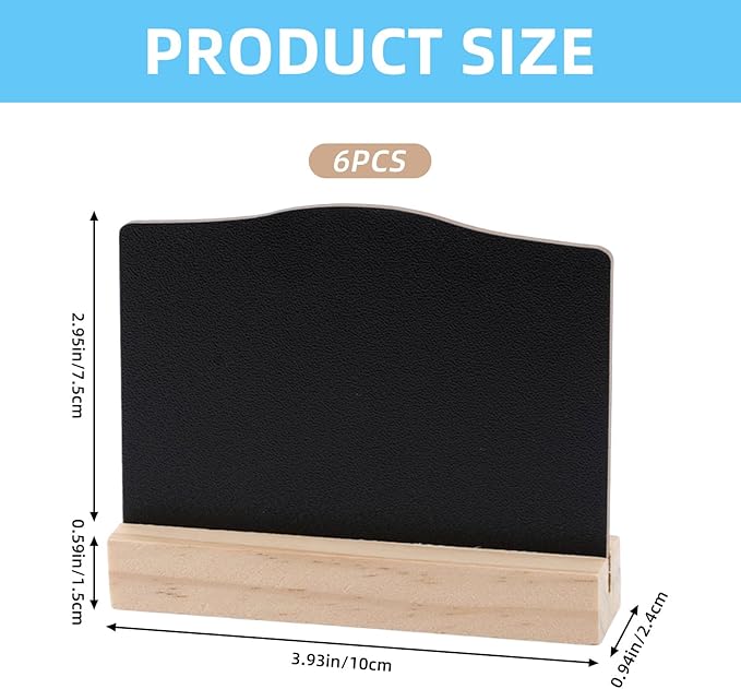 6 Pcs Mini Chalkboard Signs with Pens, Reusable and Reserved Table Signs, Double-Sided Use Message Board Sign for Weddings Place Cards, Birthday Parties, Plants, Special Event Decoration (Black(b))