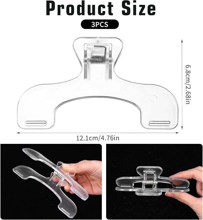 3Pcs Book Clips to Hold Book Open, Transparent Journal Clips to Hold Journal Open Page, Convenient for Reading Teaching & Fixing Manuscripts for Teachers & Clerks Bookmark Accessories