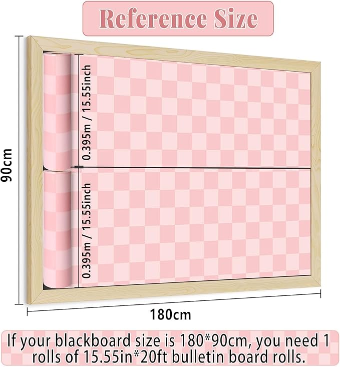Pink Checked Bulletin Board Roll Pastel Pink Reusable Waterproof Erasable Bulletin Poster Non-Woven Fabric Bulletin Board for Mother's Day Classroom Decor Wrapping Paper Crafts 15.55in x 20ft