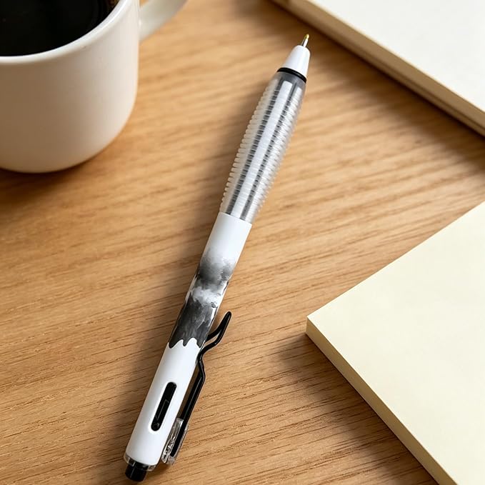 Fengtaiyuan Retractable Gel Pens, 0.5mm ST Precision Tip Quick Dry Black Ink, Gradient Black Barrel with Triangular Silicone Non-Slip Grip, Ergonomic Smooth Pens for Exam School Office [Pack of 6]