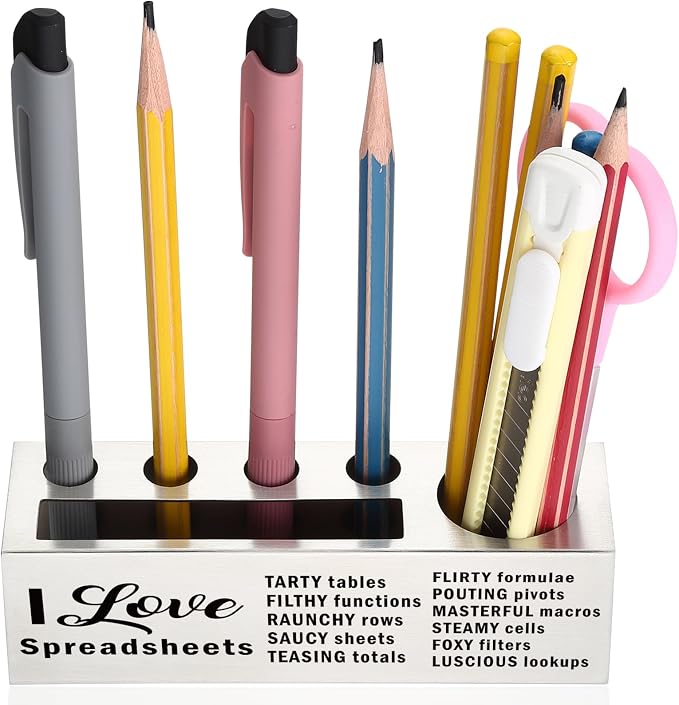 YODOCAMP I Love Spreadsheets Gifts, Funny Pen and Pencil Holder for Office Desk, Spreadsheet Enthusiast Appreciation Gift, Work Anniversary Desk Organizer, Thank You Gift for Excel Lovers TZC73