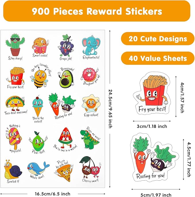 900PCS Classroom Must Haves Reward Stickers– Premium Teacher Supplies with Bulk Kids Stickers - Fun, Motivational, and Rewarding Office Products to Motivate Students and Enhance Interaction