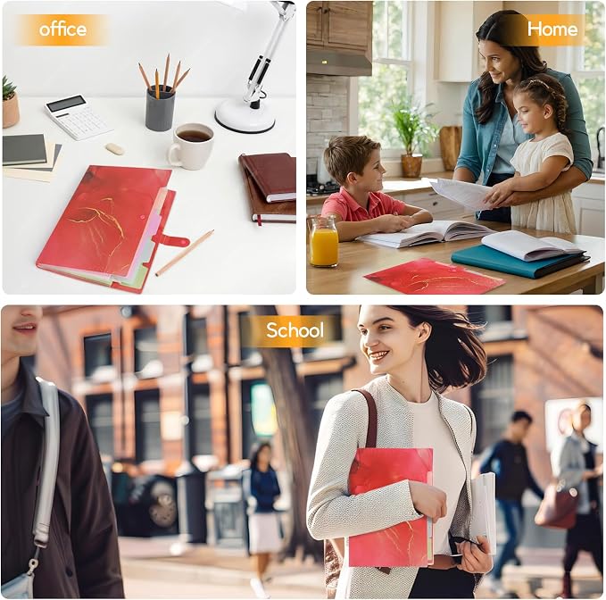 Expanding File Folder, Aesthetic Folders for School, Accordion File Organizer, Aesthetic Folder with Labels,5 Pockets Important Document Folders for School Office Homee(Rose Gold)