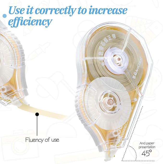 100 Ft Long Correction Tape, Tear-Resistant Beige Correction Tape Smooth Glide Quick Dry Correct Tapes for School Office Supplies, Crafting, Note Taking, Journal (2 Pieces)