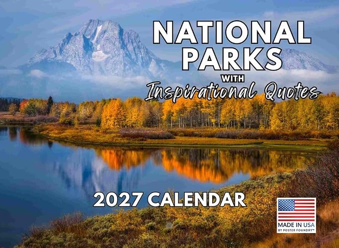 National Parks Inspirational Quotes Calendar 2027 Nature Monthly Wall Calender 12 Month