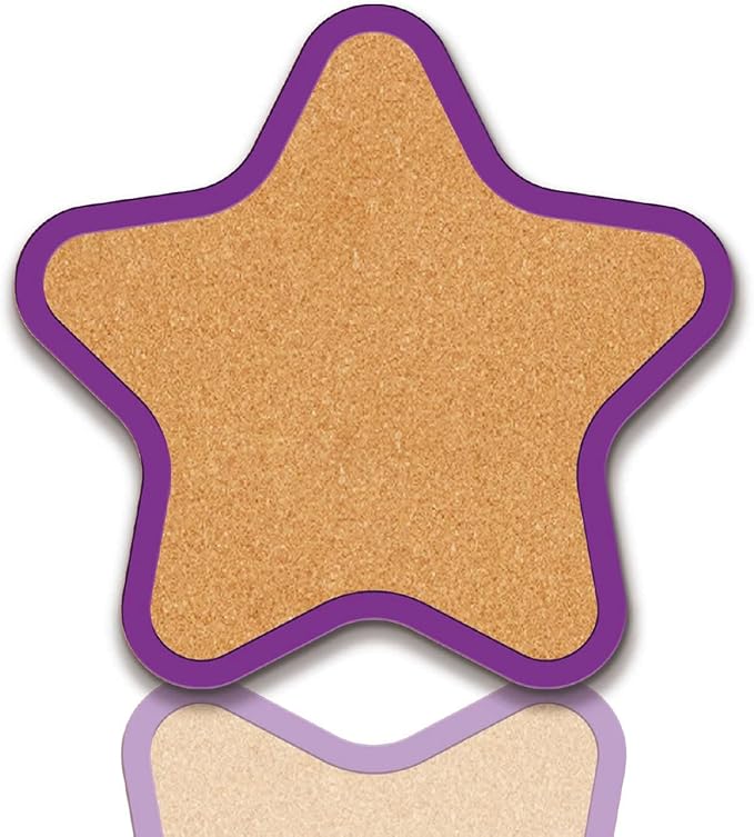 CRASPIRE Star Pin Cork Board Framed Bulletin Display Badge 10.23x9.8In Wooden Purple Decorative Corkboard Wall Mounted Memory Memo Brooch Lapel Holder Storage for Home Office School Classroom Wedding