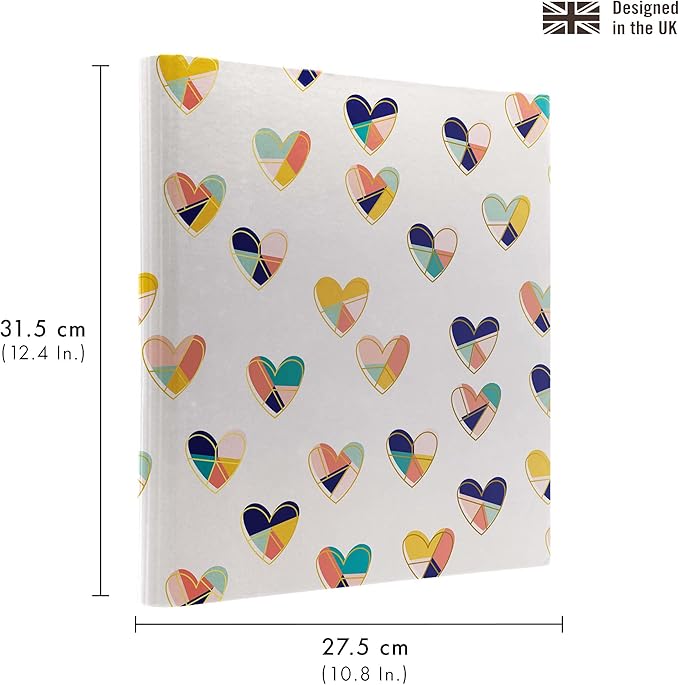 Pukka Pad, Carpe Diem Preloaded Rollbound Ringbinder – 12.4 x 10.8in – Includes Index, Personal Details, and Planner Pages – Comes Preloaded with 5-Part Dividers – Standard 3-Ring Mechanism - Hearts