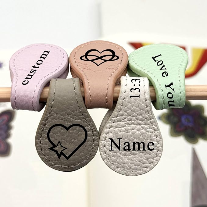 Personalized Leather Magnetic Bookmarks Vintage Custom Engraved Motivational Text Book Marker Clip Gift for Book Lover Readers Women Kids (Colorful Leather Magnetic Bookmark)