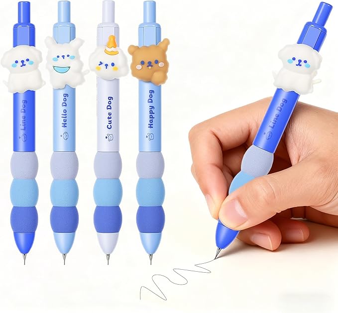 8Pcs Cute Dog Mechanical Pencils with Eraser 0.5mm Kawaii Cartoon Mechanical Pencil School Pencil Dog Gifts for Women Man