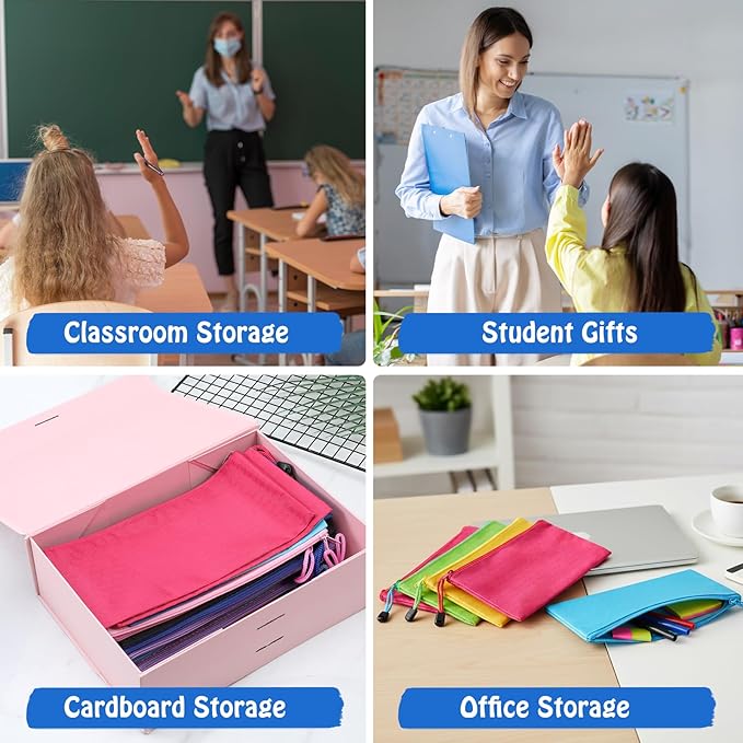 48pcs Zipper Pencil Pouch Pencil Bags 12 Colors Waterproof Pencils Bag Small Organizing Bags for Organizing Storage Office Supplies Bills Cosmetics Travel Accessories