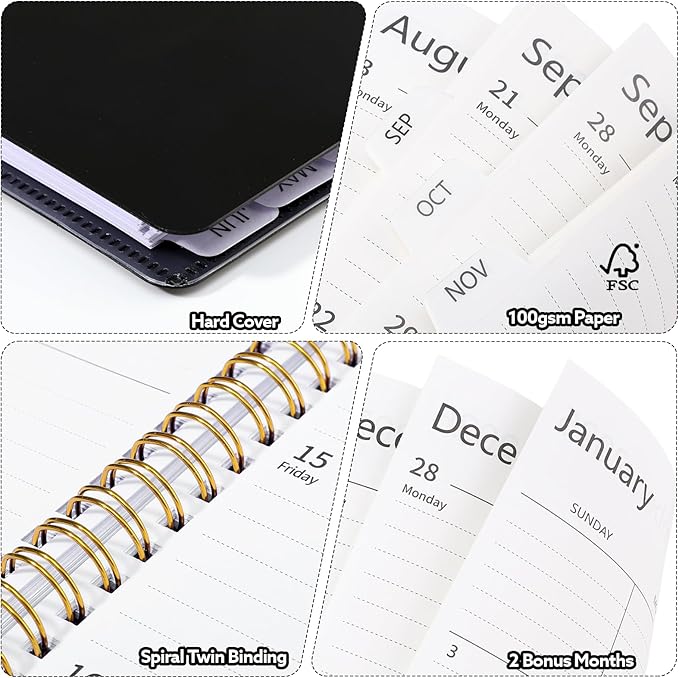 2026-2027 Planner, Weekly and Monthly Planner, July 2026-June 2027, Calendar Planner A5 (6.1" x 8.4") with Tabs, Inner Pocket for Home School Office Supplies, Black