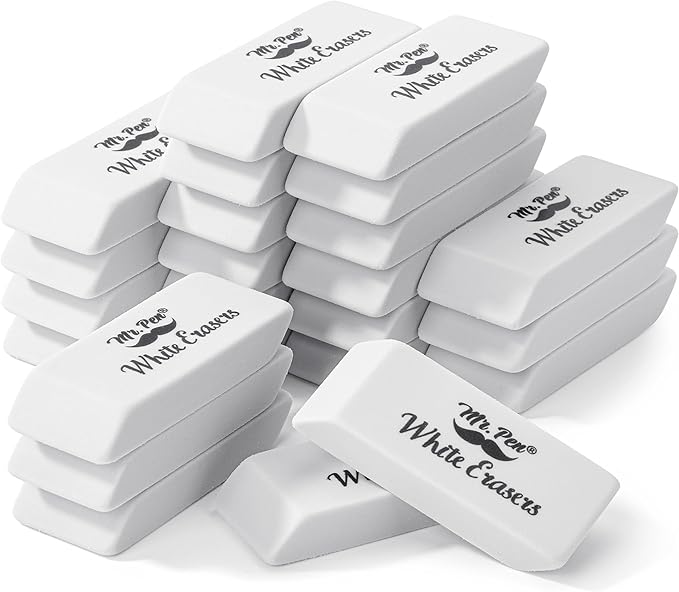 Mr. Pen- White Pencil Eraser, 24 Pack, Large Latex Free Block Erasers Bulk for School, Office, Art Sketching, Homework, Exams, Clean Smudge-Free Correction