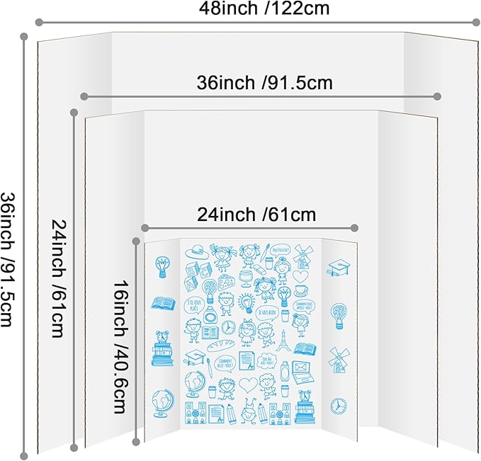 8 Pack Trifold Poster Board 24 X 16 Inch, IKAYAS White Poster Boards, Science Fair Display Boards Posterboard Presentation Boards for Prints, Art, Display, Projects Classroom Supplies