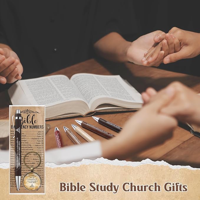 Dunzoom 25set 75pcs Fathers Day Christian Gift Emergency Numbers Bookmark Bible Verse Pen Religious Scripture Keychain for Women Men Coworker Church Prayer Baptism Souvenir Study Group(Elegant Color)
