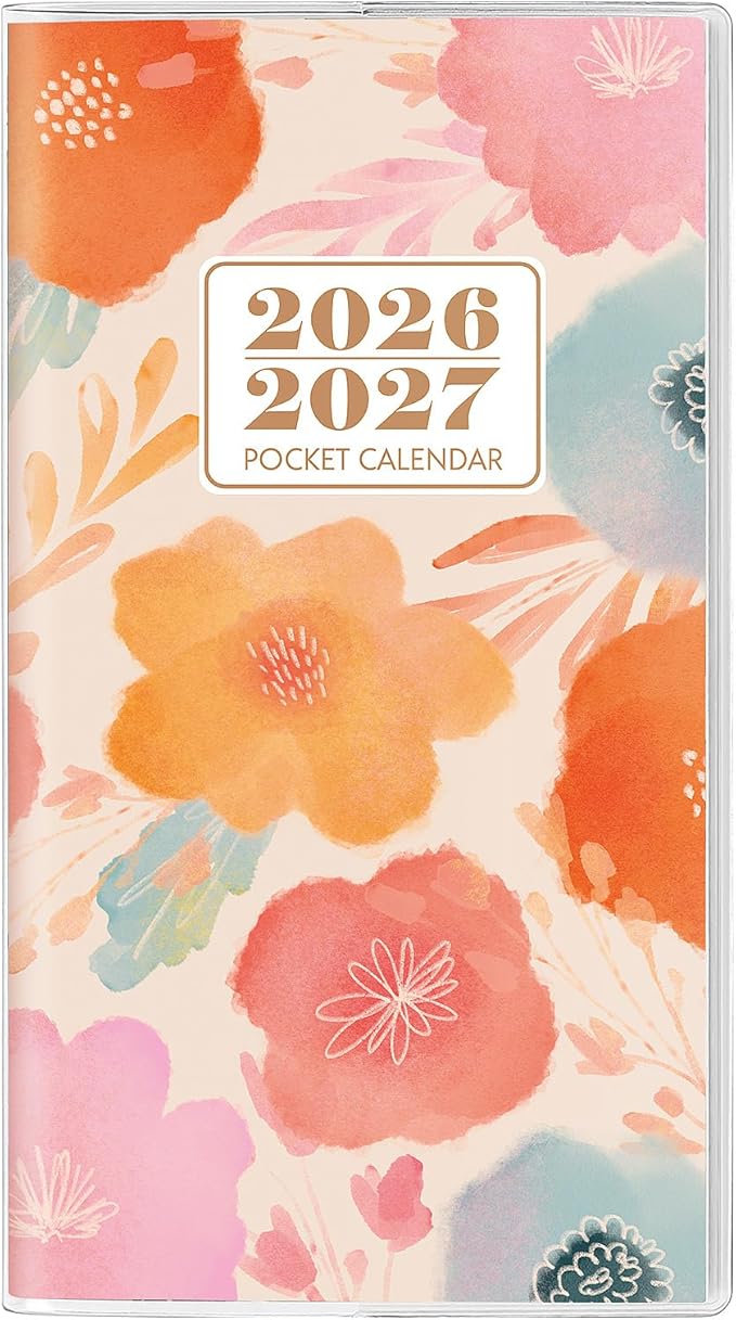 Pocket Calendar 2026-2027, Small Pocket Planner 2026 for Purse - 6.7" x 3.7" - From January 2026 - December 2027, Daily Monthly Agenda with PVC Cover for Planning