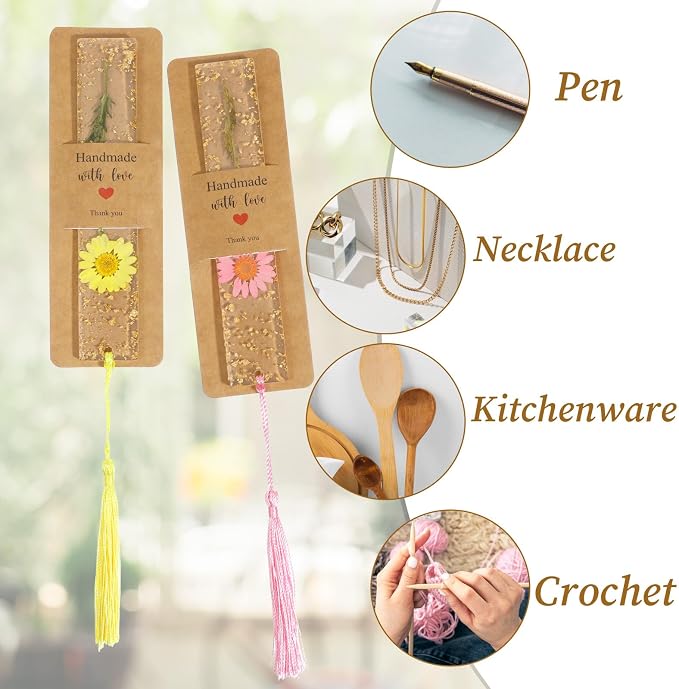 50Pcs Resin Bookmark Holder 6 x 2 Inches Bookmark Sleeves DIY Bookmarks Display Cards, Bookmarks Display Holder Set for Wrapping Small Business Packaging Supplies Party Favor