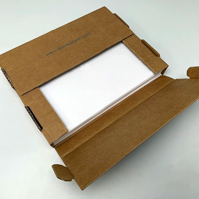 Blank Labels Half Sheet Round Corner Shipping Labels, Permanent White Matte Label Inkjet and Laser Printer Guaranteed, Easy to Peel Made in USA 8” x 5” 2 Labels Per Sheet (500 Sheets)