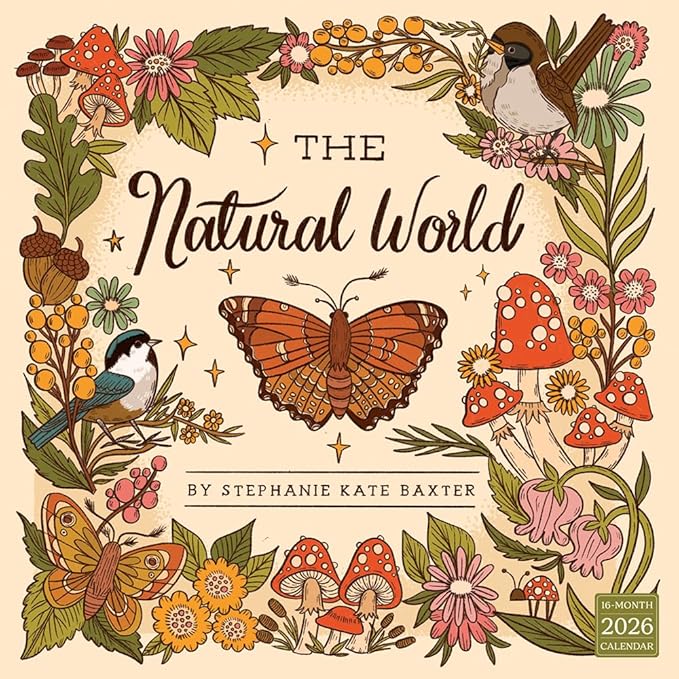 The Natural World 2026 Wall Calendar, 16-Month Nature Art Calendar by Stephanie Kate Baxter, 12" x 12", 2026 Wall Planner and Organizer with Large Grids, Botanical Illustrations