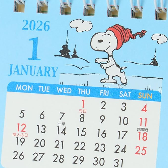 Sanrio 621838 Ring Mini Calendar, 2026, Snoopy, Paper, Tabletop