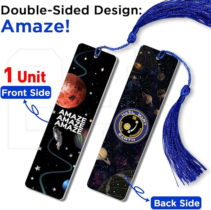 AICase for Project Hail Mary Merch Double-Sided Bookmark, for Movie Rocky Amaze Amaze Amaze Metal Bookmarks Gifts Accessories Stuff Merchandise for Fans Women Men Book Lovers Birthday Mothers Day
