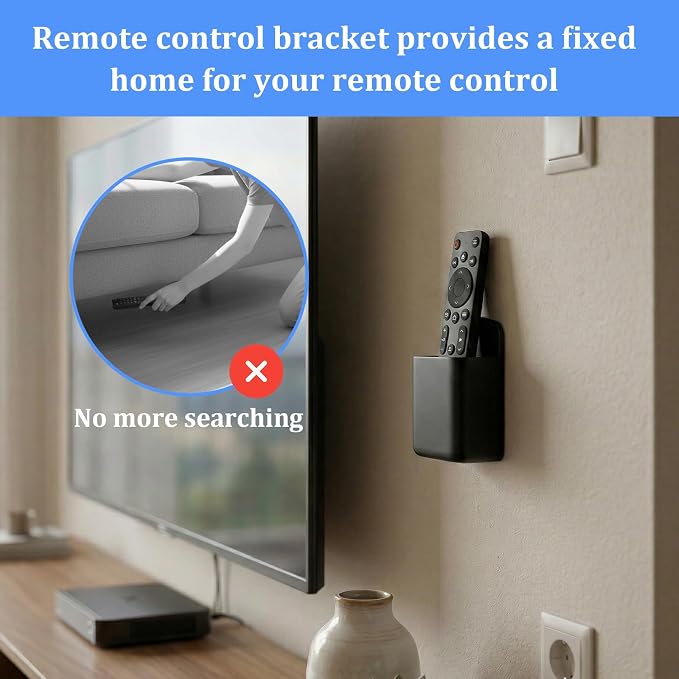 3 Pcs Remote Control Holder Wall Mount Self Adhesive Remote Holder TV Controller Holders Wall Storage Organizers Accessories for Home Office School(Black)