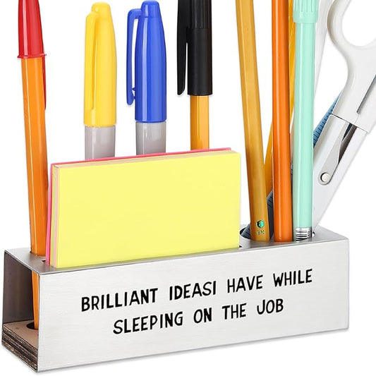 Funny Office for Women, Brilliant Ideas I Have While Sleeping on the Job, Humor Gift for Overworked Employees Coworkers Work-from-Home Professionals Office Pencil Holder for Desk SD289